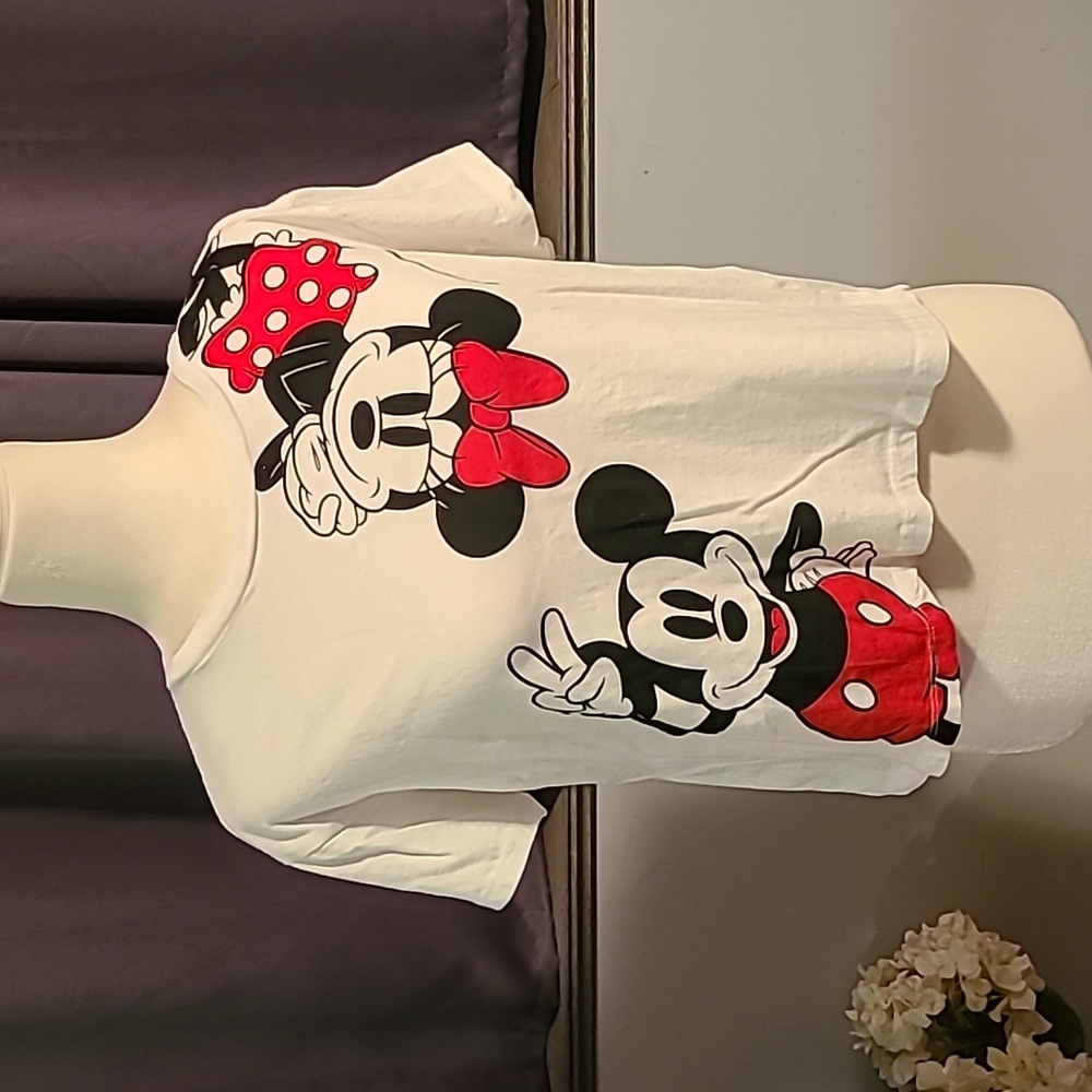 Disney Mickey and Minnie Mouse White T-Shirt - Size Large - Picture 2 of 8